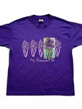 Vintage 1990s Tennessee '94 Purple Floral Graphic T-Shirt XL